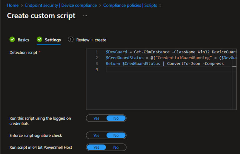 Intune Health Check Script Intune Custom Compliance – check that Credential Guard is running ...